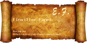 Einviller Fanni névjegykártya